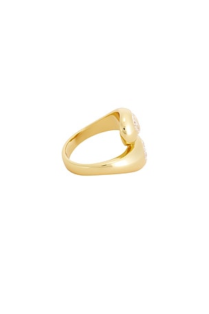 Ettika Radiant Gem Wrap Ring in Metallic Gold. Size 8. Also