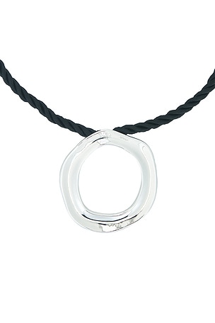 Ettika Open Circle Silk Necklace in Metallic Silver