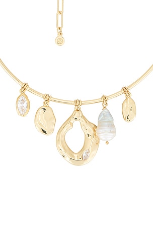 Ettika Liquid Luxe Charmed Choker in Metallic Gold