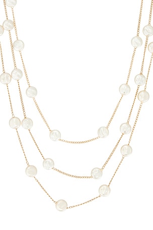 Ettika Coin Pearl Layered Necklace in Metallic Gold