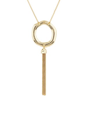 Ettika x REVOLVE Open Circle Tassel Necklace in Metallic Gold