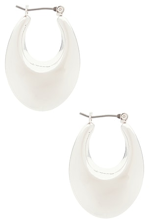 Ettika Chunky Oval Hoop Earrings in Metallic Silver