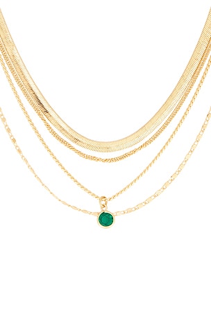 Ettika All The Chains Layered Necklace in Green