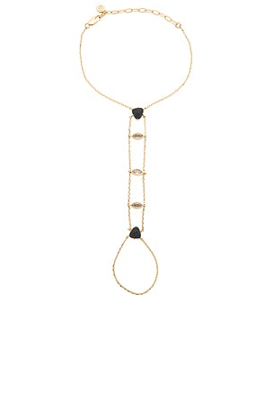 Ettika Black Solstice Hand Chain in Metallic Gold
