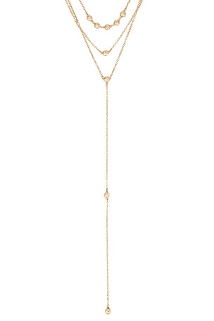 Ettika Molten Layered Lariat Necklace in Metallic Gold