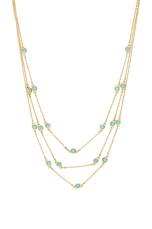 Ettika Crystal Dot Layered Necklace in Metallic Gold