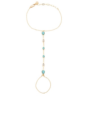 Ettika Dripping Crystal Hand Chain in Metallic Gold