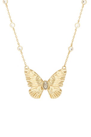 Ettika Fluttering Glow Pendant Necklace in Metallic Gold
