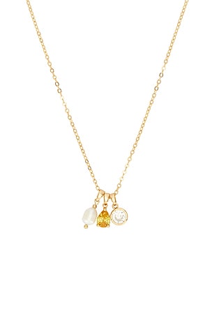 Ettika Dainty Triple Charm Necklace in Metallic Gold