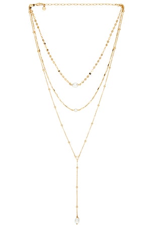 Multi-chain Pearl Lariat Necklace Ettika