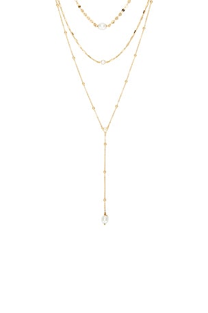 Ettika Multi-chain Pearl Lariat Necklace