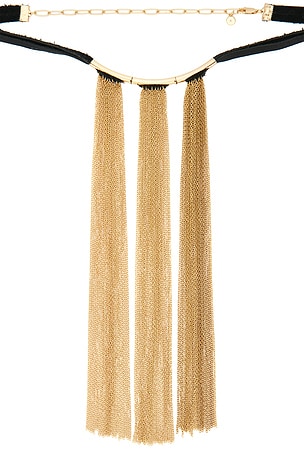 Ettika Hanging By A Moment Necklace in Black,Metallic Gold