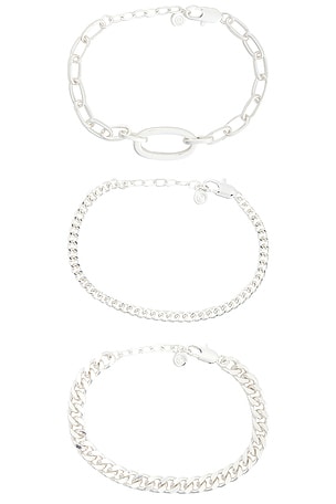 Ettika Chain Game Bracelet Set in Metallic Silver