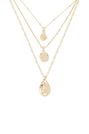 Ettika Circle Flow Layered Necklace Set in Metallic Gold