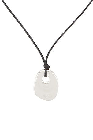 Ettika Melted Edge Pendant Necklace in Metallic Silver