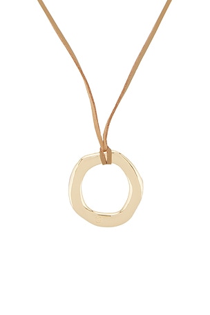 Ettika Open Circle Adjustable Suede Necklace in Metallic Gold