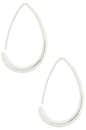Ettika Simple Threader Hoop Earrings in Metallic Silver
