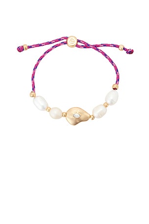 Ettika Gold And Pearl Cord Bracelet in Ivory