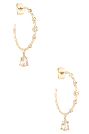 Delicate Crystal Charm Hoop Earrings Ettika