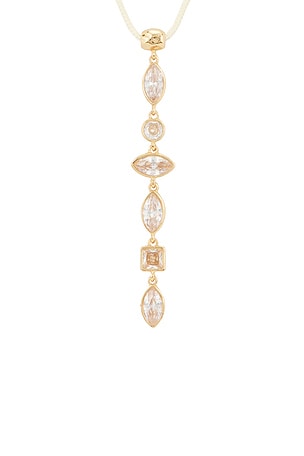 Ettika Crystal Drop Cord Necklace in Metallic Gold