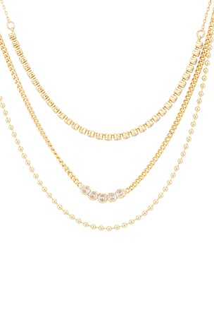 Ettika Crystal Layers Necklace in Metallic Gold