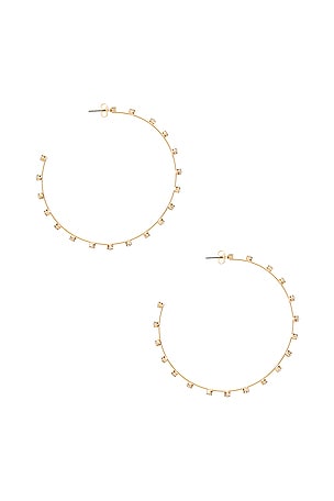 Ettika Rhinestone Hoop Earrings in Metallic Gold