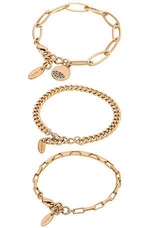 Ettika Chain Bracelet Set in Metallic Gold