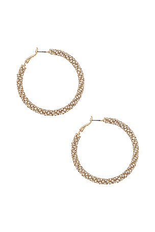 Ettika Crystal Hoop Earrings in Metallic Gold