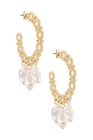 Pearl Hoop Earrings Ettika