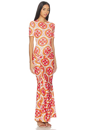 eywasouls malibu Annie Short Sleeve Dress in Rose,Orange