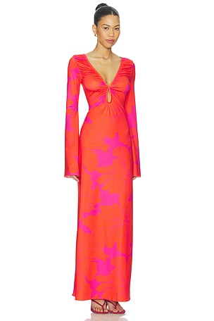 eywasouls malibu Diana Bell Dress in Fuchsia,Orange. Size L. Also