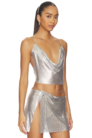 FAE Aura Glomesh Top in Metallic Silver