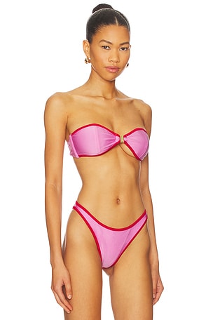 FAE Tallara Bandeau Bikini Top in Pink. Size XS. Also