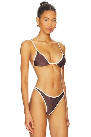 FAE Lumi Triangle Bikini Top in Brown. Size XS. Also