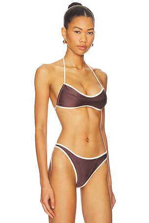 FAE Maya Bikini Top in Brown. Size XS. Also