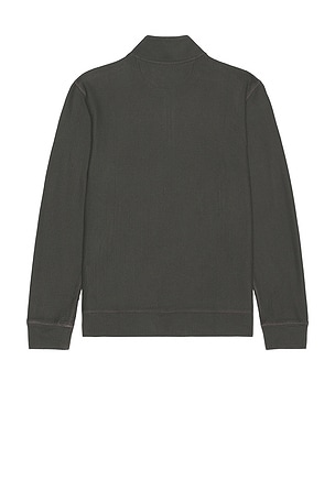 Faherty Textured Knit Quarter Zip Sweater in Charcoal