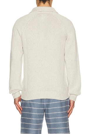 Faherty Heirloom Long Sleeve Polo Sweater in Light Grey