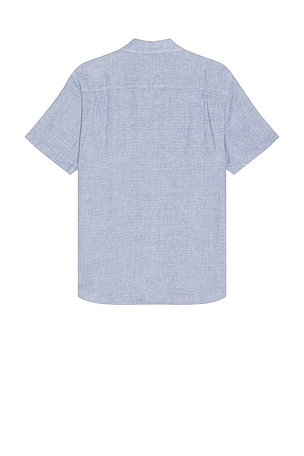 Faherty Short Sleeve Palma Linen Shirt in Blue