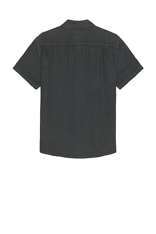 Faherty Short Sleeve Palma Linen Shirt in Black