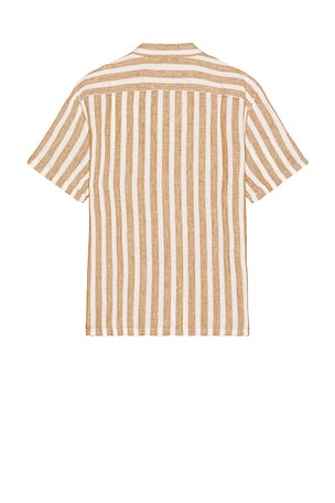 Faherty Palma Linen Camp Shirt in Brown
