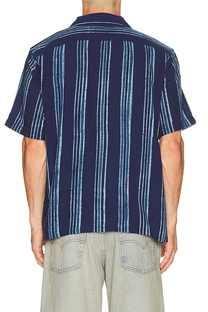 Faherty Short Sleeve Indigo Camp Shirt in Blue