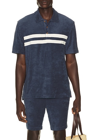 Cabana Towel Terry Surf Stripe Polo Faherty