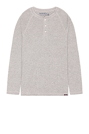 alo Micro Waffle Fast Break Henley in Heather Grey