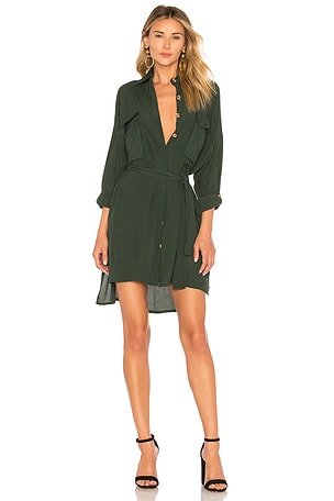 faithfull the brand debbie shirt dress FAITHFULL Debbie Shirt Dress in Pine Green