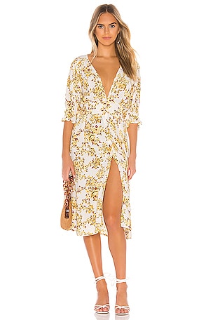 faithfull the brand rafa midi dress FAITHFULL Rafa Dress in Off White Goldie Floral
