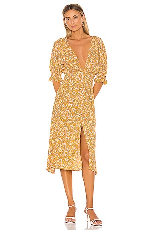 FAITHFULL THE BRAND Rafa Dress in Saffron Delphine Floral REVOLVE