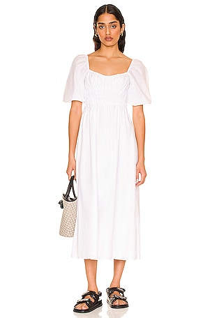 plain white midi dress White Contrast Trim Midi Dress | Women's Clothing