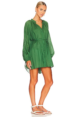 FAITHFULL THE BRAND Lucita Smock Dress in Dark Green