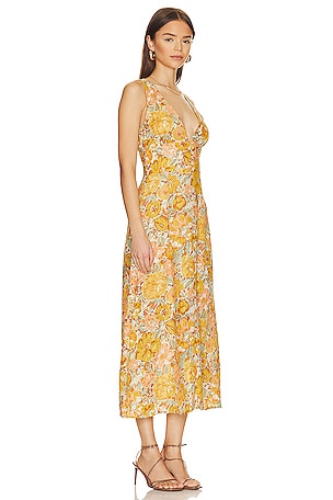 FAITHFULL THE BRAND Venere Midi Dress in Mustard