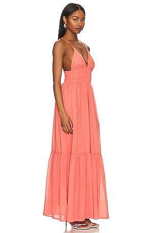 FAITHFULL THE BRAND Palmilla Maxi Dress in Coral